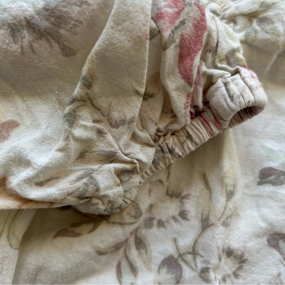 H&M Sweetheart Neckline Linen Blend Dainty Top Floral Puff Sleeves size 6 S/M - Picture 12 of 14